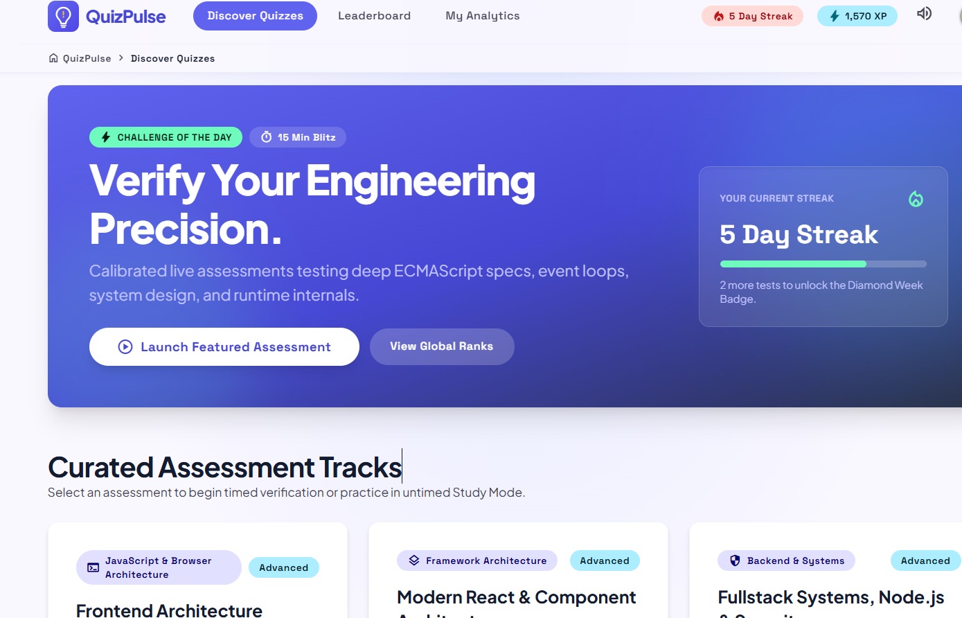 A quiz application website